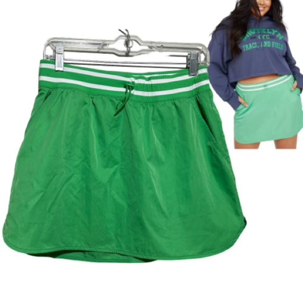 NWT! OFFLINE Aerie Sporty Nylon Mini Skirt Green Pickleball Tennis Womens Medium